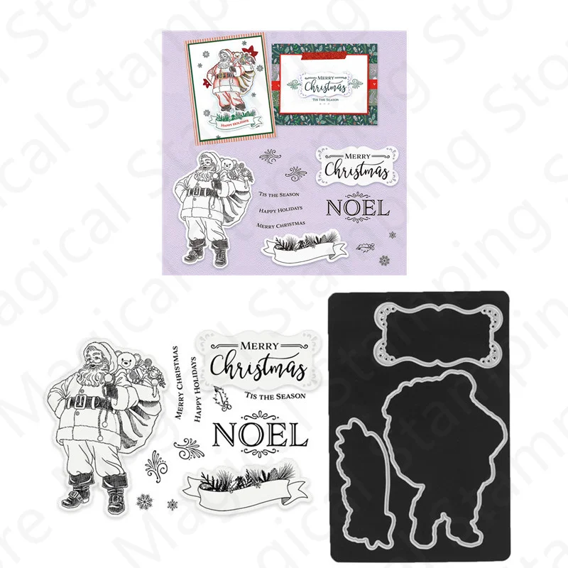 

New Arrival Santa Claus Clear Stamps and Metal Cutting Dies Stencils For Decoration Christmas Making Greeting Card Scrapbooking