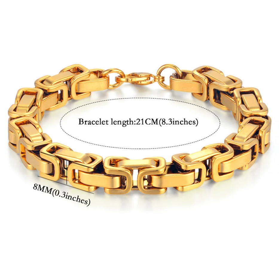 Браслет мужской из нержавеющей стали византийская цепочка 8 мм | Украшения и