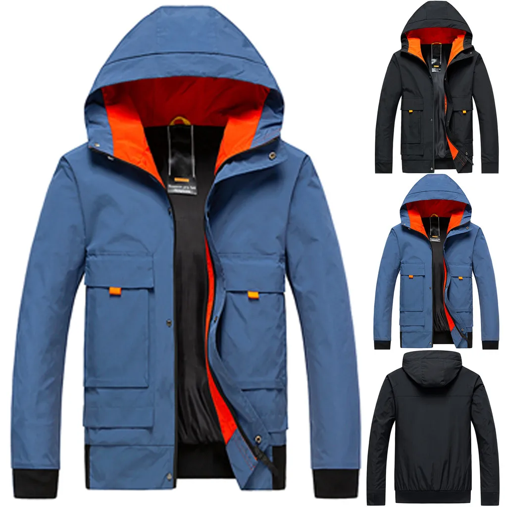Куртки для мужчин сезон осень зима повседневные Модные Лоскутные толстовки с