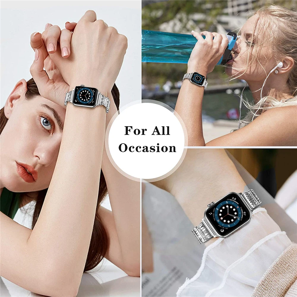 

Bling Bands for Apple Watch 6 Se Band 40mm 44mm Series 5 4 3 38mm 42mm Diamond Stainless Steel Women Bracelet for Iwatch Strap