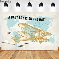 baby shower photography background map airplane decoration props child portrait travel around the world photo backdrop studio