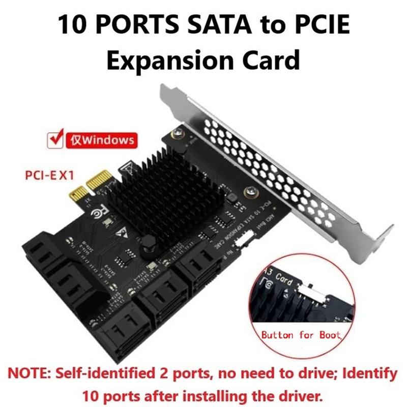 Плата расширения с 10 портами SATA 3 0 на PCIe X1 PCI Express адаптер SATA3 6G конвертер