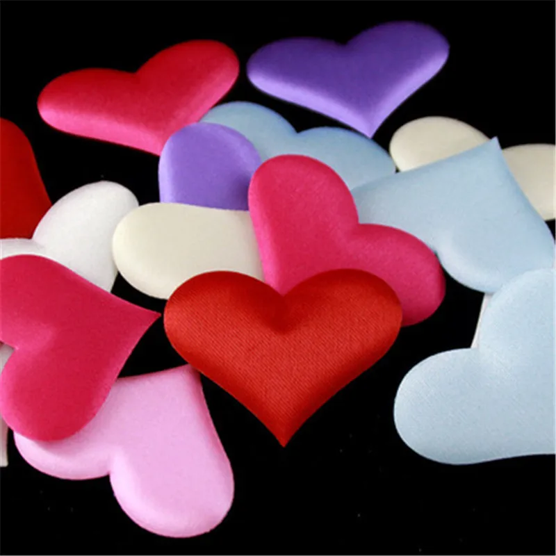 100 шт. романтическая шелковая губка атласная ткань лепестки в форме сердца