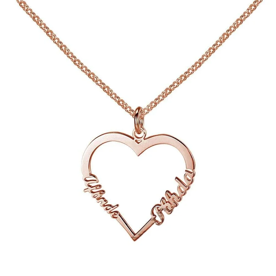

CUSTOM HEART NAME NECKLACE 3 COLOR LOVERS GIFT FOR GIRLFRIEND