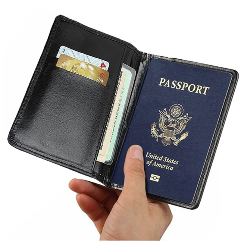 

Vintage Men RFID Passport Covers Holder Travel Accessories Business Function Credit ID Bank Card Women PU Leather Wallet Case