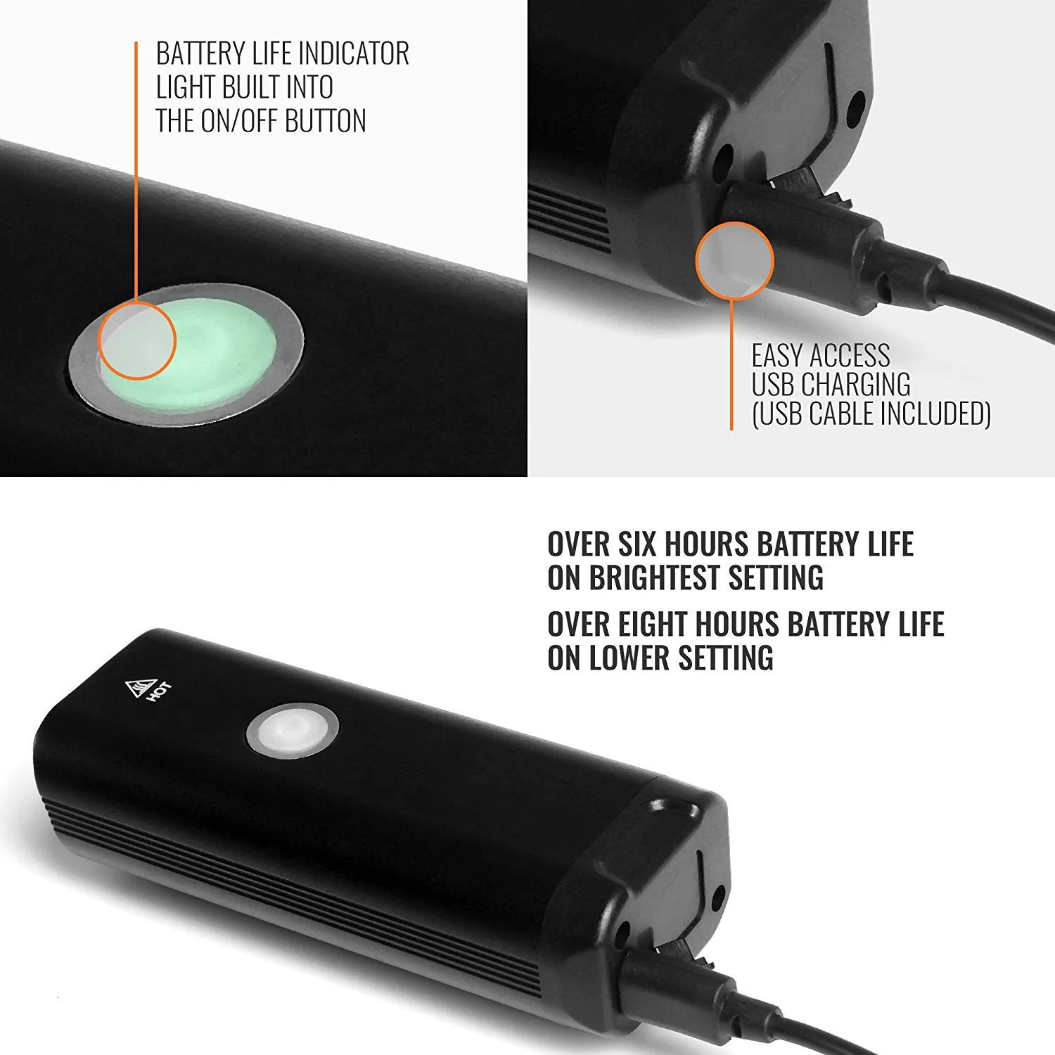 De Gauge велосипедный фонарь подсветка светодиодный USB Перезаряжаемый