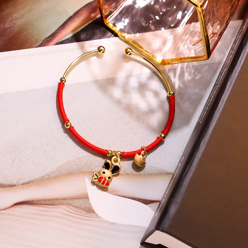 Корейский Новый красный браслет на удачу для женщин модные украшения рук милые