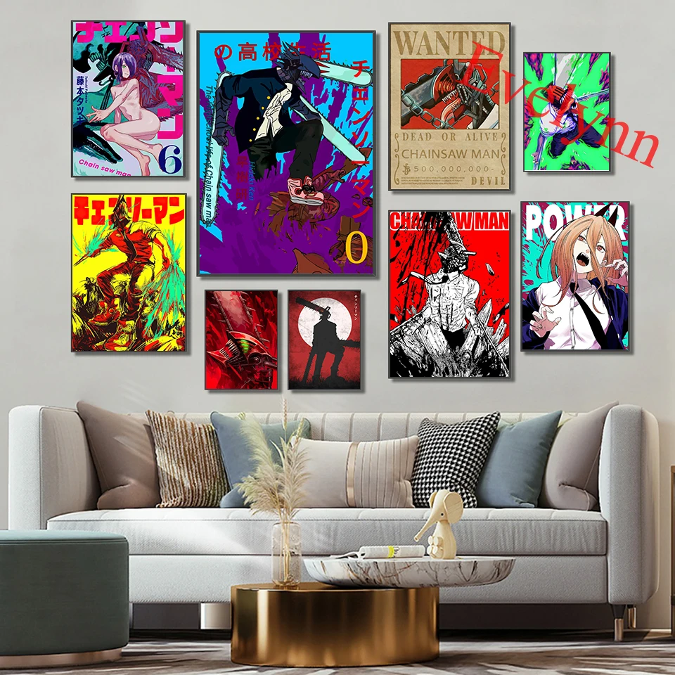 

Anime Poster Chainsaw Man Nordic Abstract Wall Art Prints Modular Pictures For Living Room Home Decoration Canvas Painting Frame