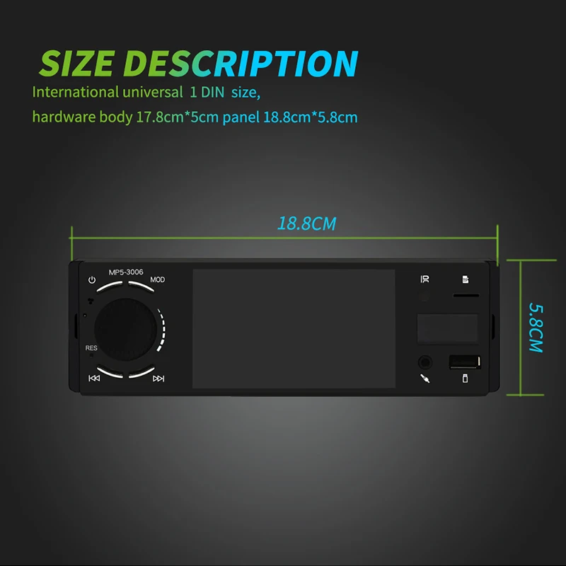 

Car Radio MP5 Player 4" HD Single 1DIN Car Stereo Video MP5 Player Bluetooth FM Radio AUX USB SD TF Car Multimedia Player