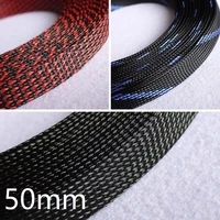 50mm braided expandable sleeve pet tight wire wrap high density insulated cable harness line protector cover sheath