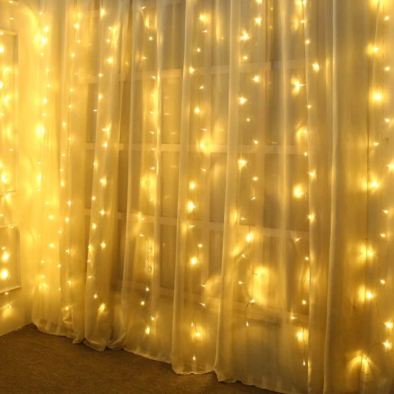

3X1 3X2 3X3M Christmas Garlands LED Wedding Fairy USB String light Christmas fairy Light garden party Curtain Decor