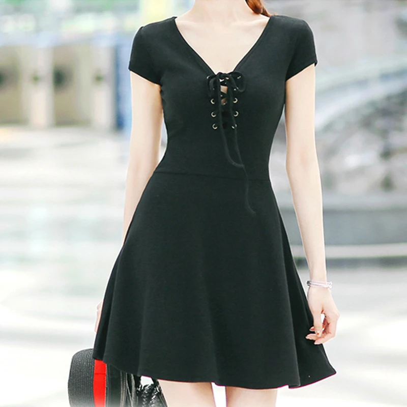 L 5XL Новое поступление корейское платье большого размера женское черное