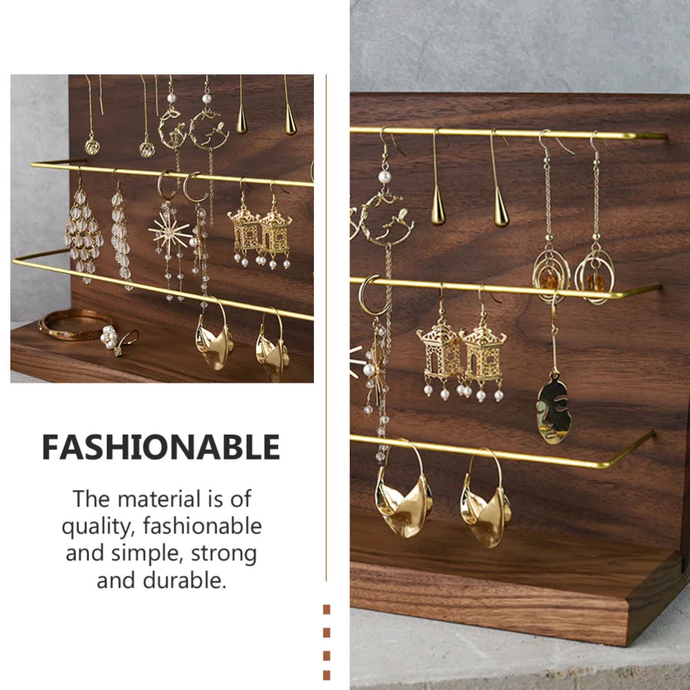

1Pc Walnut Earrings Holder Eardrop Display Stand Ear Jewelries Rack Storage Shelf