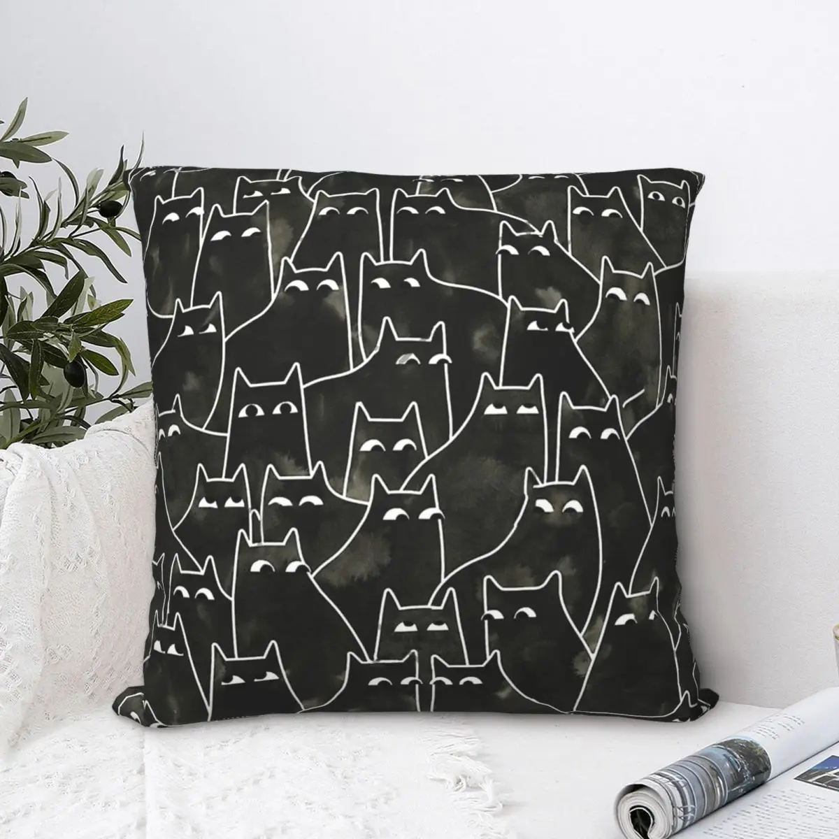 

Suspicious Cats Throw Pillow Case Cushion For Home Sofa Chair Decorative Hug Pillowcase
