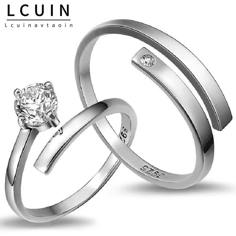 

Fashion Open Crystal Ring Set For Women Men Girls Silver Wedding Couple Adjustable Rings Party Engagement Charm Jewelry Anillo