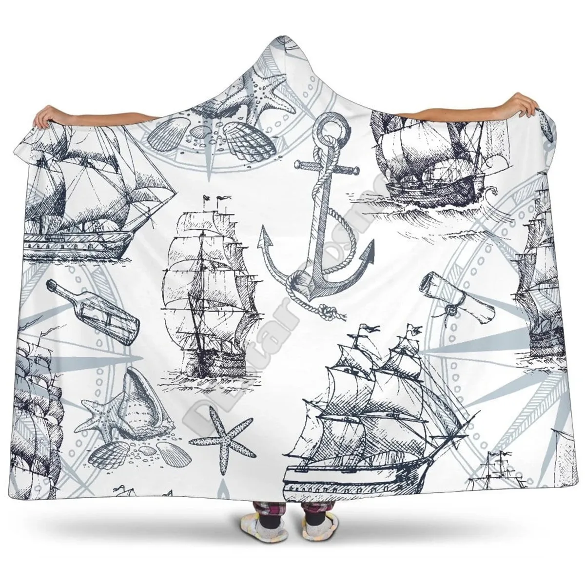 

Plstar Cosmos Ships Hooded Blanket 3D full Printed Wearable Blanket Adults men women kids Boy Girl Blanket