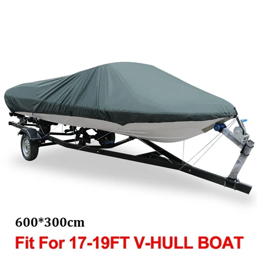 X AUTOHAUX 540/570/700x280/300 см 210D Trailerable чехол для лодки водонепроницаемый рыболовный лыжный бас скоростной катер v-образная синяя крышка для лодки - Цвет: Gray 17-19FT