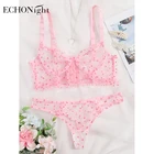 Комплект женского прозрачного нижнего белья Echonight, в горошек, кружевное, прозрачное