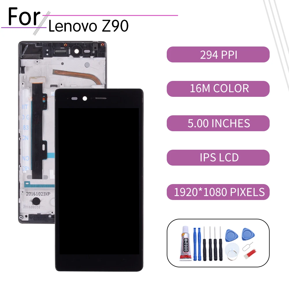 Сенсорный ЖК-экран 5 &quotдля LENOVO Vibe Shot дигитайзер в сборе для Lenovo Z90 дисплей с рамкой