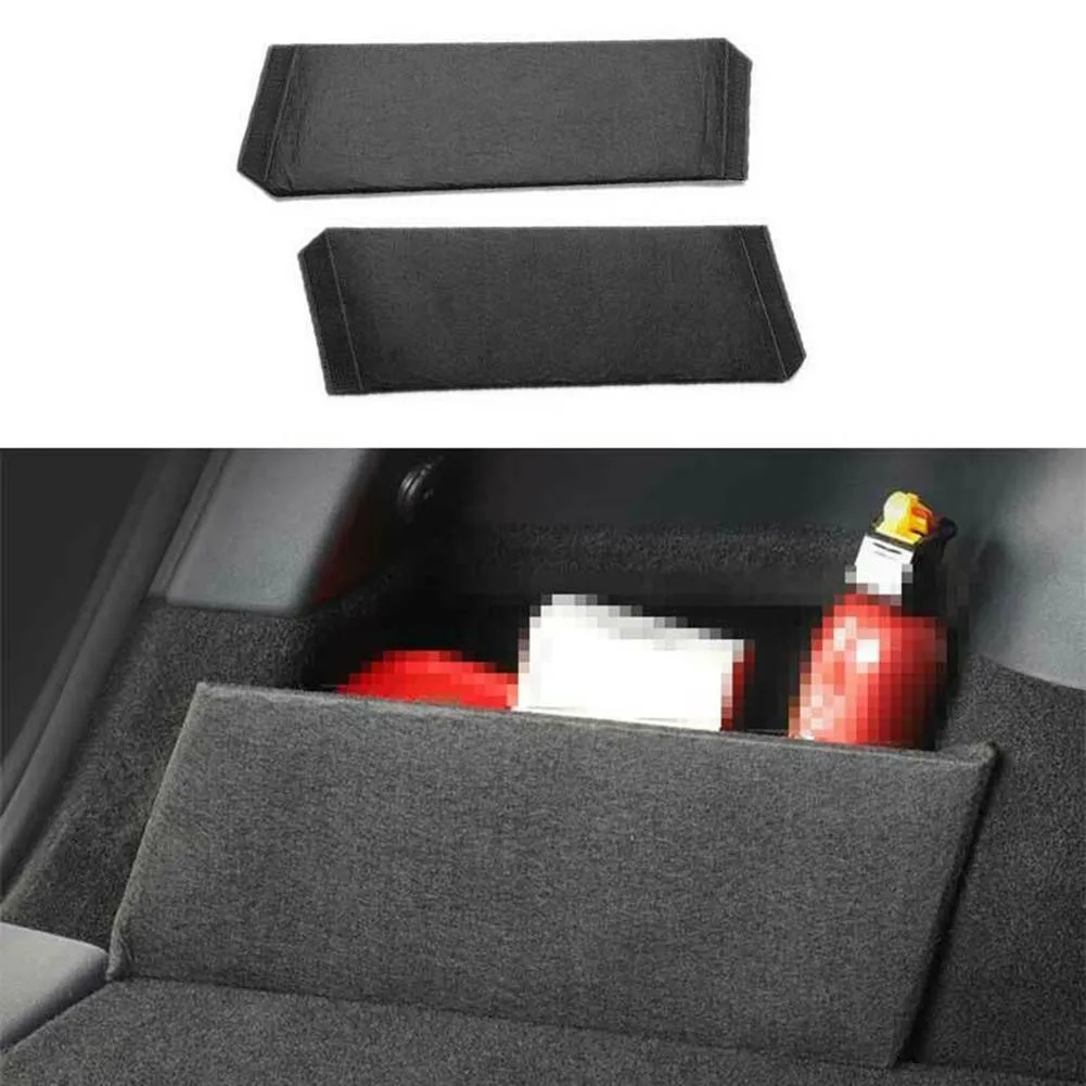 

2Pcs High Quality Flannel+Wood Shelf Baffle Fit For Tesla Model Y 2020-2021 Black Trunk Both Side Storage Box Partition