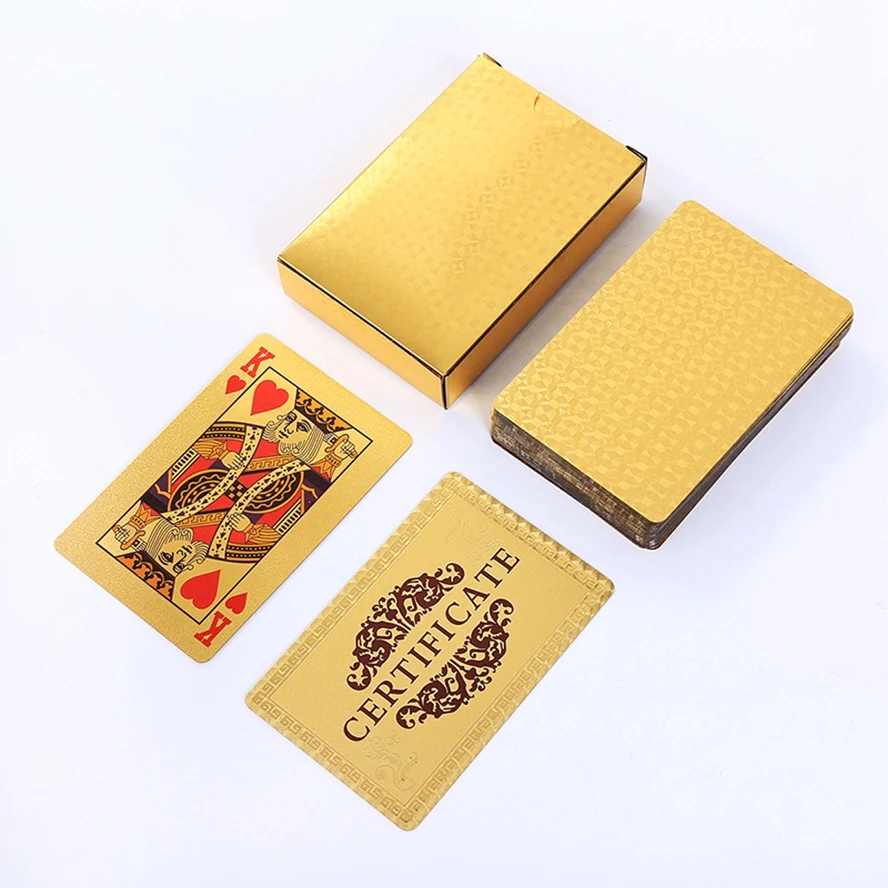 

Gold Silver Foil Plated Playing Cards Poker Game PVC Plastic Waterproof Durable Creative Magic Gambling Board Poker Cards