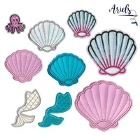 50pcs/lot Embroidery Patches Clothing Decoration Hat Biker Accessories Mermaid Tail Shell Cuttlefish Iron Heat Transfer Applique