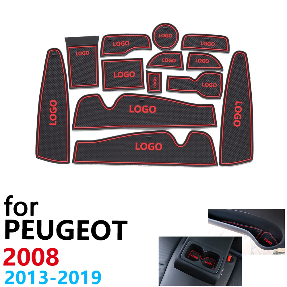 Противоскользящий резиновый коврик для чашки Peugeot 2008 2013 ~ 2019 2014 2015 2016 2017 2018 13 шт.