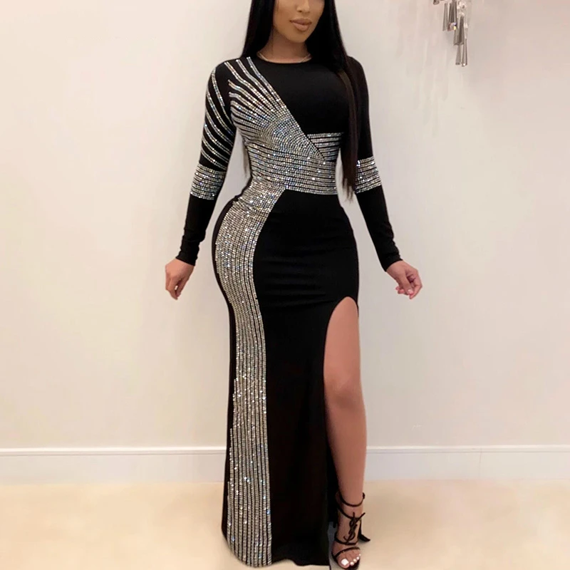 Женское платье золотого цвета размера плюс элегантное 2020 с бриллиантами для