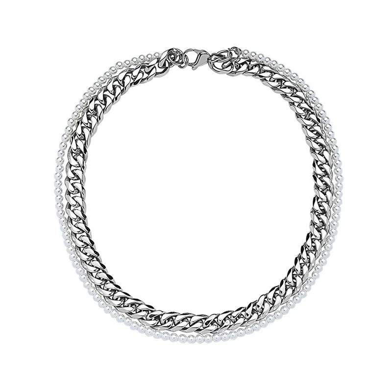 

Half pearl half chain necklace