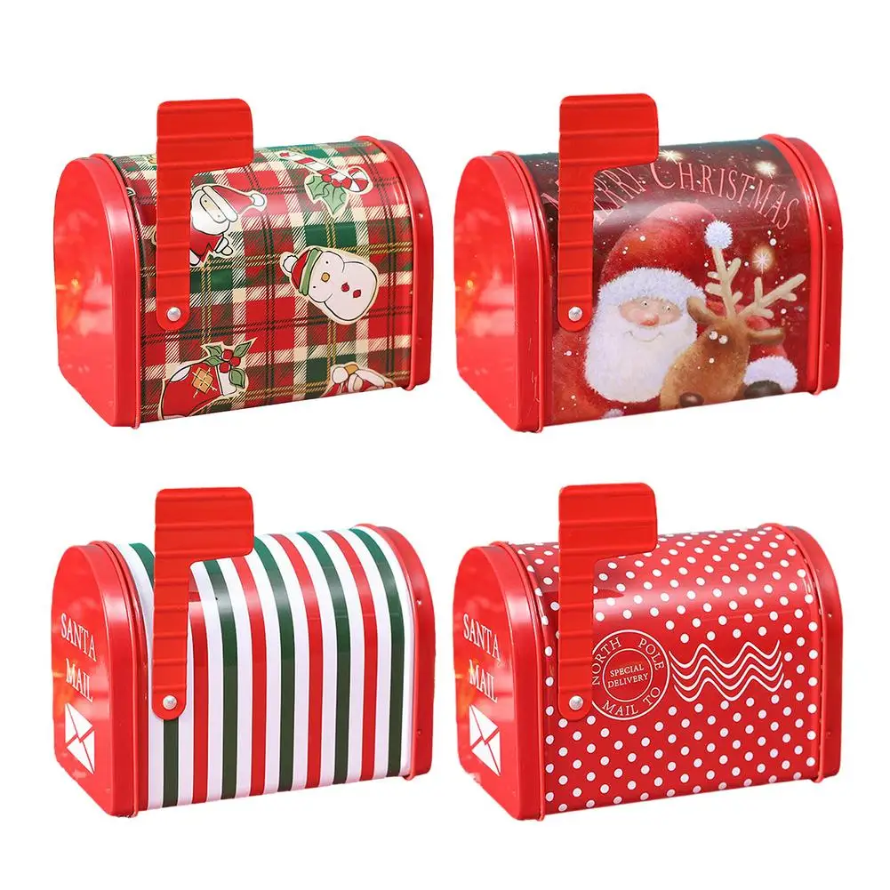 

Christmas Mailbox Storage Tin Box Cute Tinplate Candy Container For Storing Small Objects Candies, Mints Ideal Gift For Kids