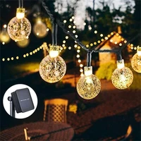solar string lights outdoor 30 leds crystal globe lights with 8 modes waterproof patio light for garden party christmas decor