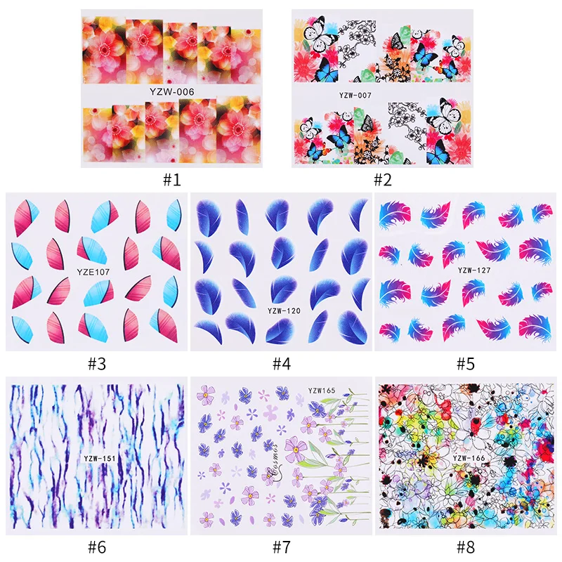 1 лист красочные наклейки для ногтей цветок Бабочка Дизайн Передача сделай сам УФ
