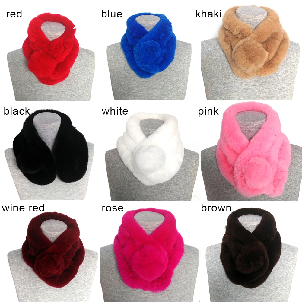

Warm Winter Women Faux Fur Collar Fluffy Wrap Scarfs Shawl Scarf