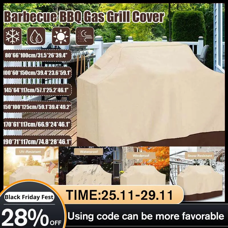 

Водонепроницаемый чехол для барбекю, аксессуары для гриля, накладки для барбекю Weber Gas, большая уличная защита для барбекю, сада