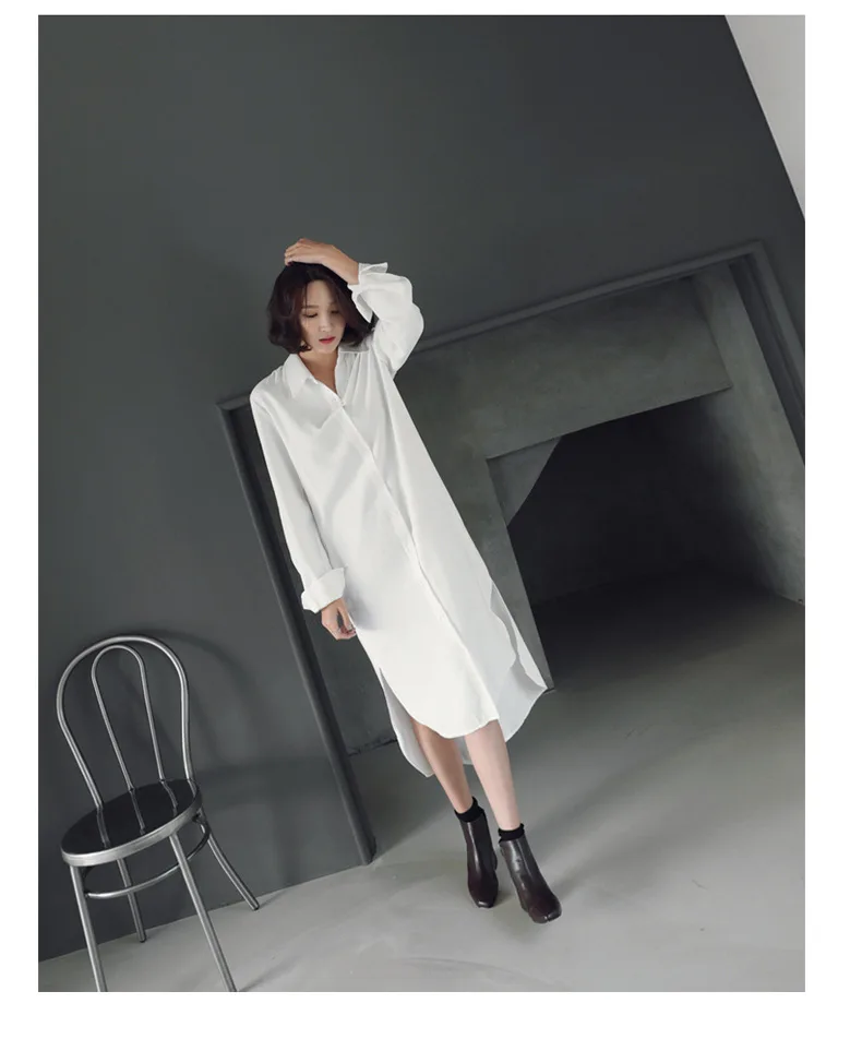 

Korean white shirt female long-sleeved loose wild shirt new Summer Womens Sexy Lace high quality turn down collar Spring Fall