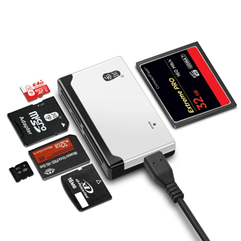 

Microsd Card Reader 2.0 USB High Speed with TF SD CF MS M2 XD Card Slot C235 Support 512GB Memory Card Reader for Computer