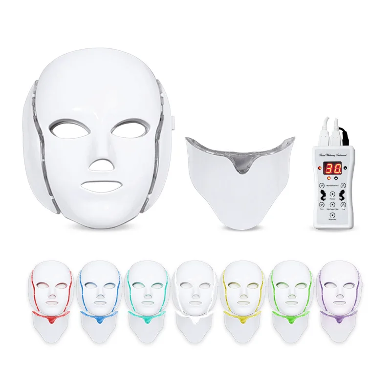 7 Colors LED Facial Mask Skin Rejuvenation Photon Light Therapy Mask Anti-Acne Wrinkle Removal Whitening Beauty Health Skin Care