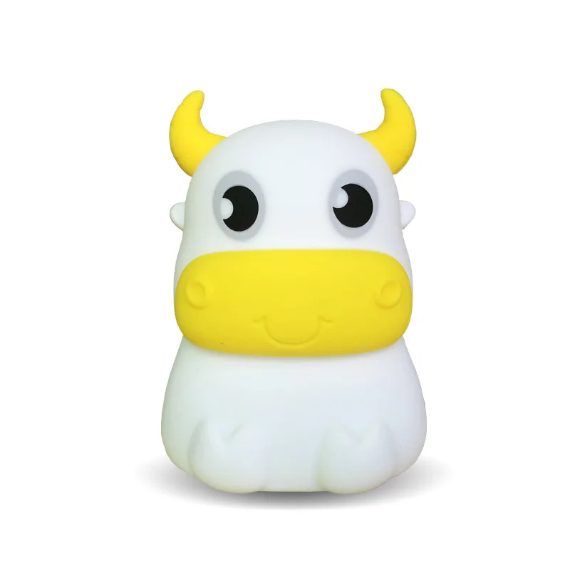 

Colorful silly cow silicone night light led creative dream bedroom bedside pat with sleeping light up night light feeding light