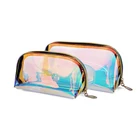 Переливающаяся дорожная косметичка, водонепроницаемая Портативная сумка на золотой молнии для женщин и девочек, прозрачный органайзер для хранения