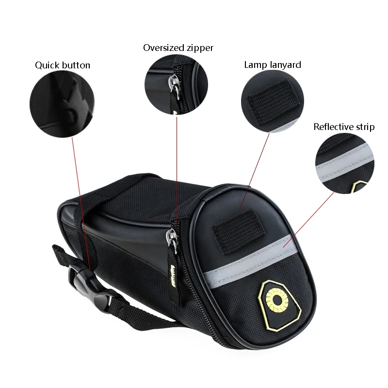 

Bike ccessories Bicycle Bike Saddle Bag Cycling MTB Bycicle Bike Rear Bag Reflective Seat Saddlebag with 3 Mode Taillight