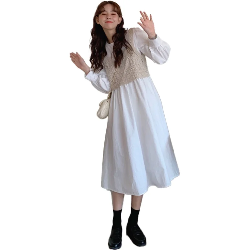 

Vest Two-Piece Skirt Lady Super Fairy Mori in the Early Autumn of French Style Long Sleeve Dress Female