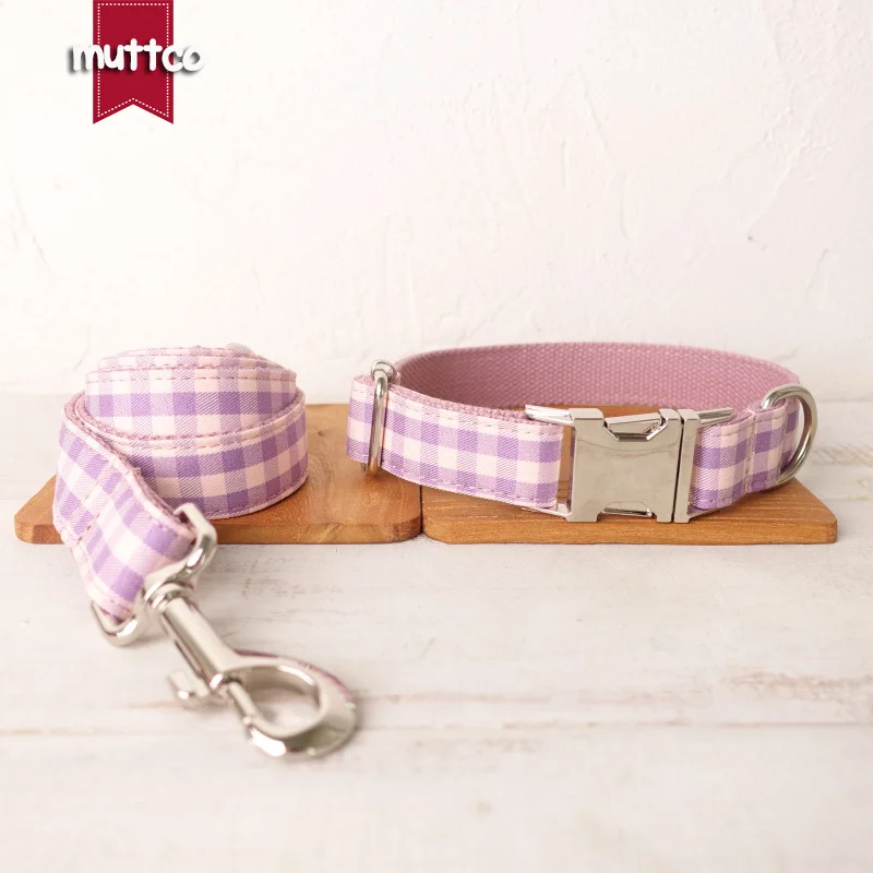 

Розничная продажа, привлекательный самодельный ошейник для собак MUTTCO, розовый, фиолетовый, клетчатый, полиатласный и нейлоновый ошейник ру...