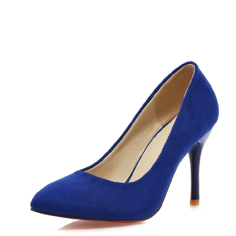 Женские босоножки из нубука на тонком высоком каблуке с острым носком в