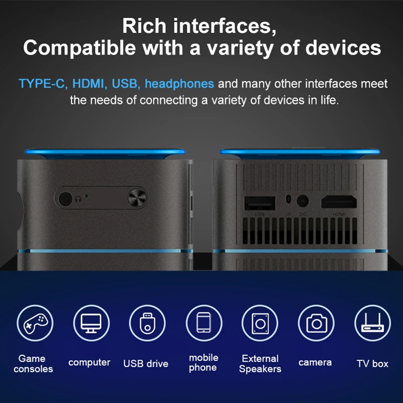 Портативный мини-проектор Vivicine D042 Android 9.0 Wi-Fi BT 5 0 DLP портативный проектор с