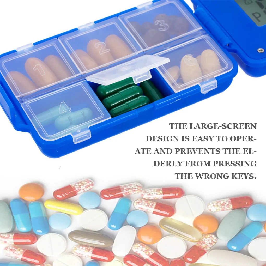 Коробка для напоминаний о таблетках с питанием от батарейки ЖК-дисплей цифровой