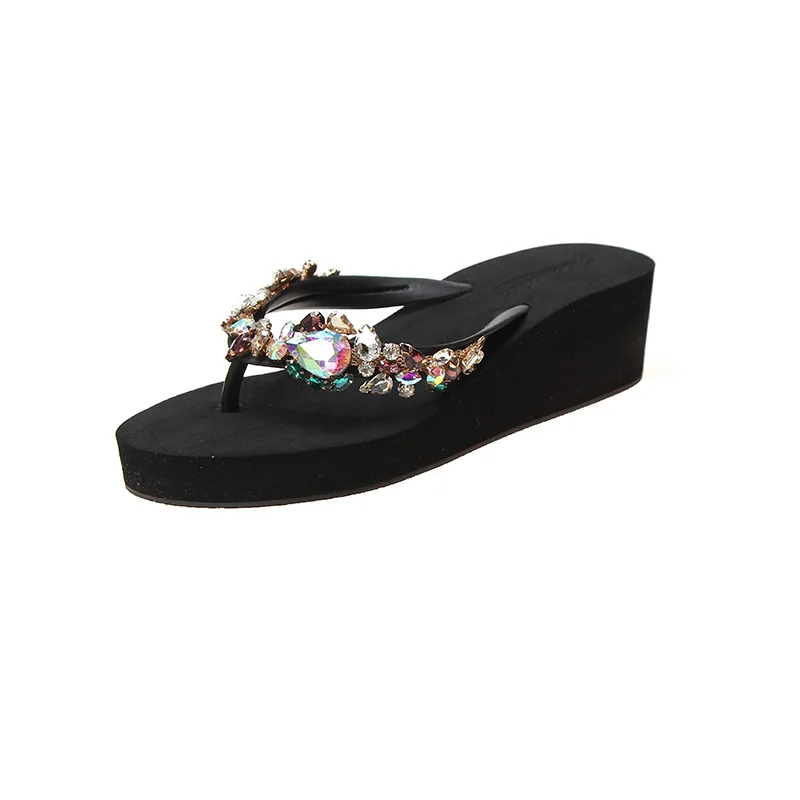 

On A Wedge Rubber Flip Flops Slippers Soft Glitter Slides Female Shoes Summer Clogs Woman Med Platform Hawaiian Comfort Jelly 20