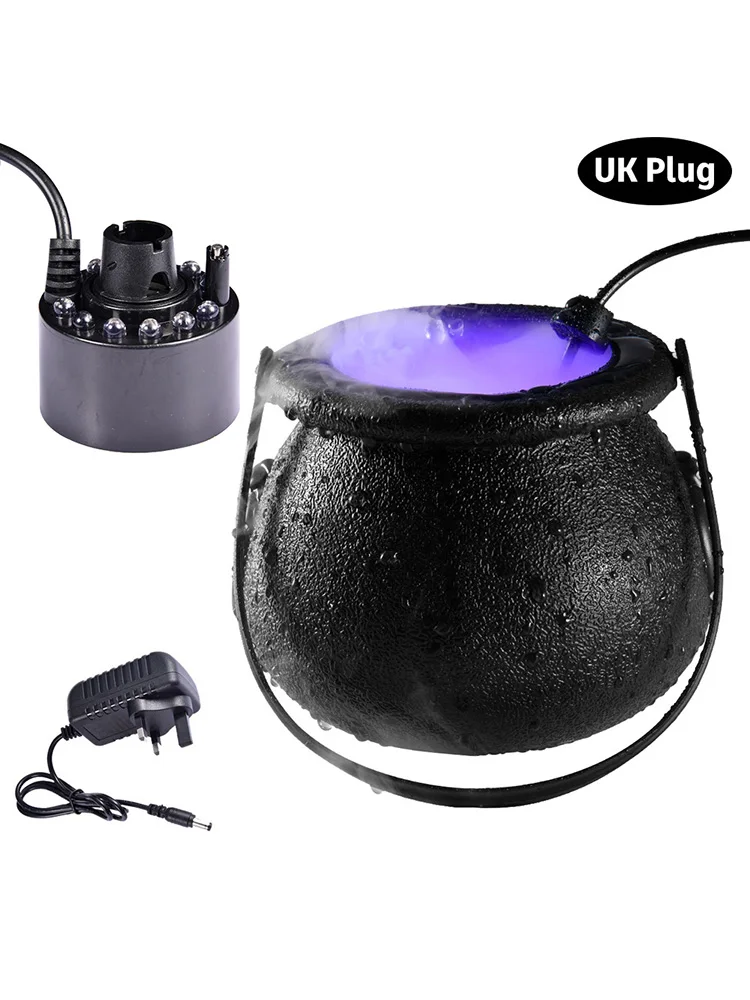 

Halloween Witch Pot Smoke Machine LED Humidifier Color Changing Creepy Decor Halloween Party DIY Scene Layout Prank Toy drop