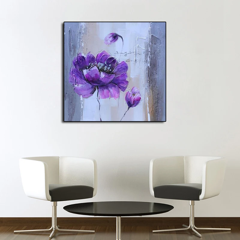 Purple Poppy and Rose Flowers Poster Painting Posters And Prints Pictures Wall Art Decoration Cuadros For Living Room Sofa | Дом и сад