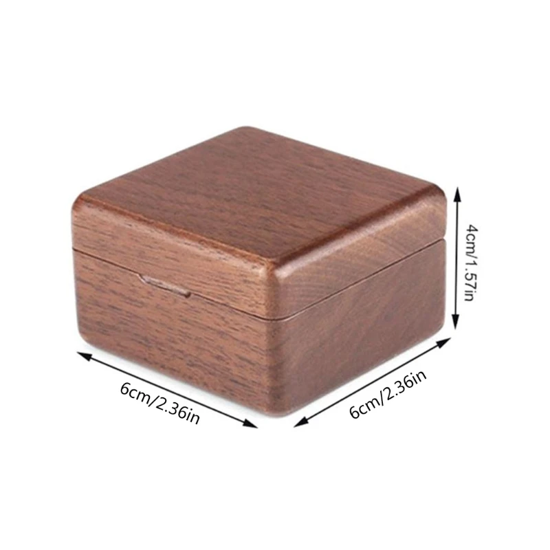 

Square Shaped Wood Ring Box Portable Jewelry Box Holder Engagement Ring Box
