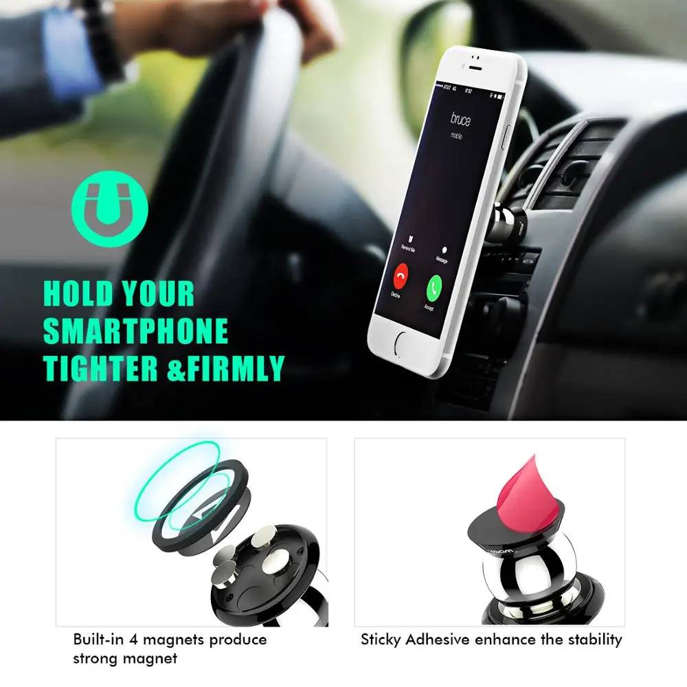 Mpow магнитный автомобильный держатель для телефона на магните Универсальный 360